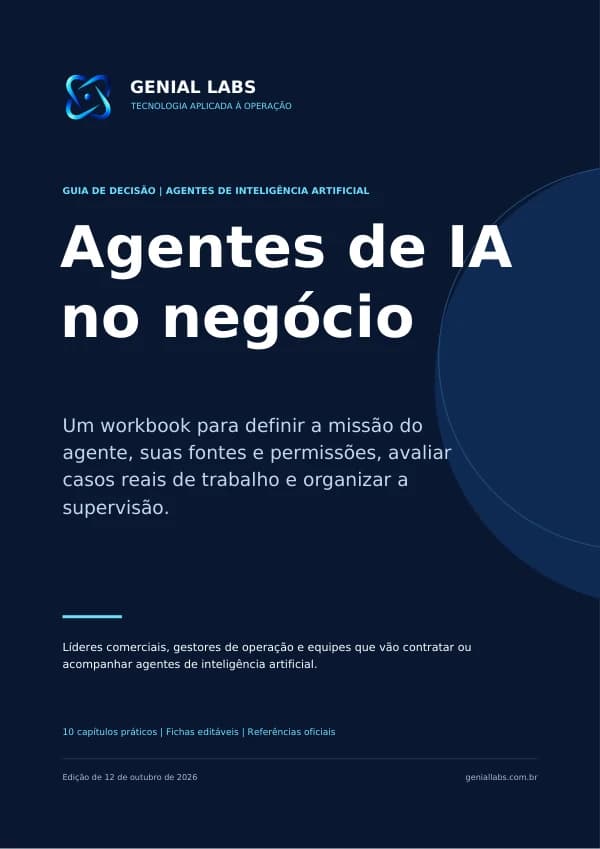 Capa do e-book Agentes de IA no negócio: decidir, testar e operar